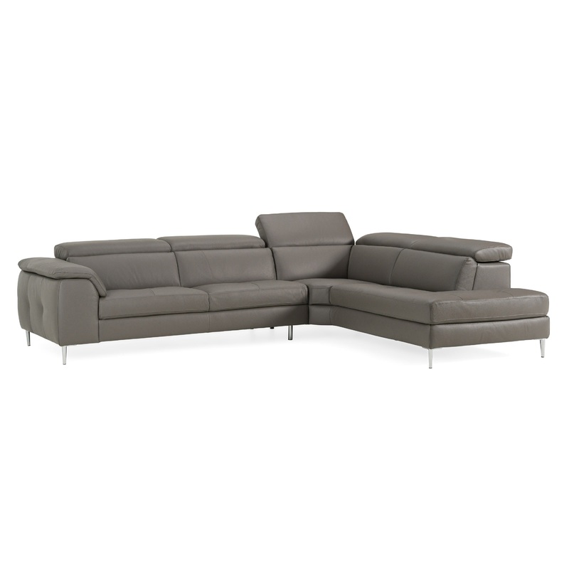 Lamod Italia Viola Italian Contemporary Grey Leather Right Facing Sectional Sofa Model VGDTVIOLA-KIM-FUME-RAF-SECT