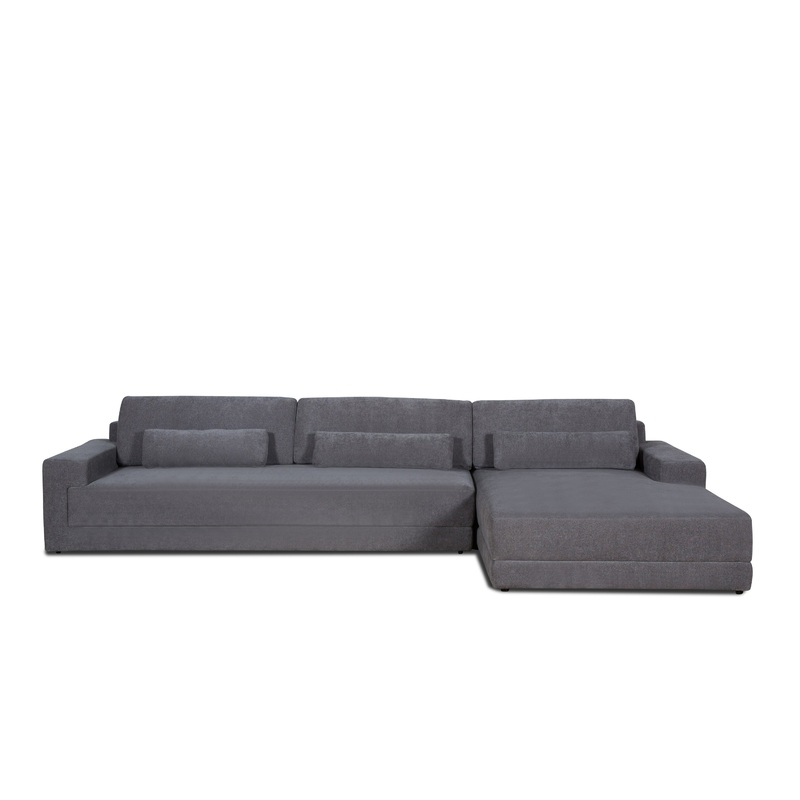 Divani Casa Loki Modern Grey Fabric Right Facing Sectional Sofa Model VGAH-SF1015-SECT-GRY