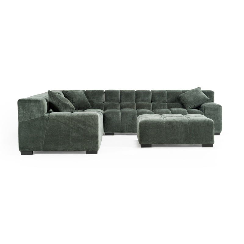 Divani Casa Ludwig Modern Dark Green Fabric Modular Sectional Model VGDW-DS1021-GRN