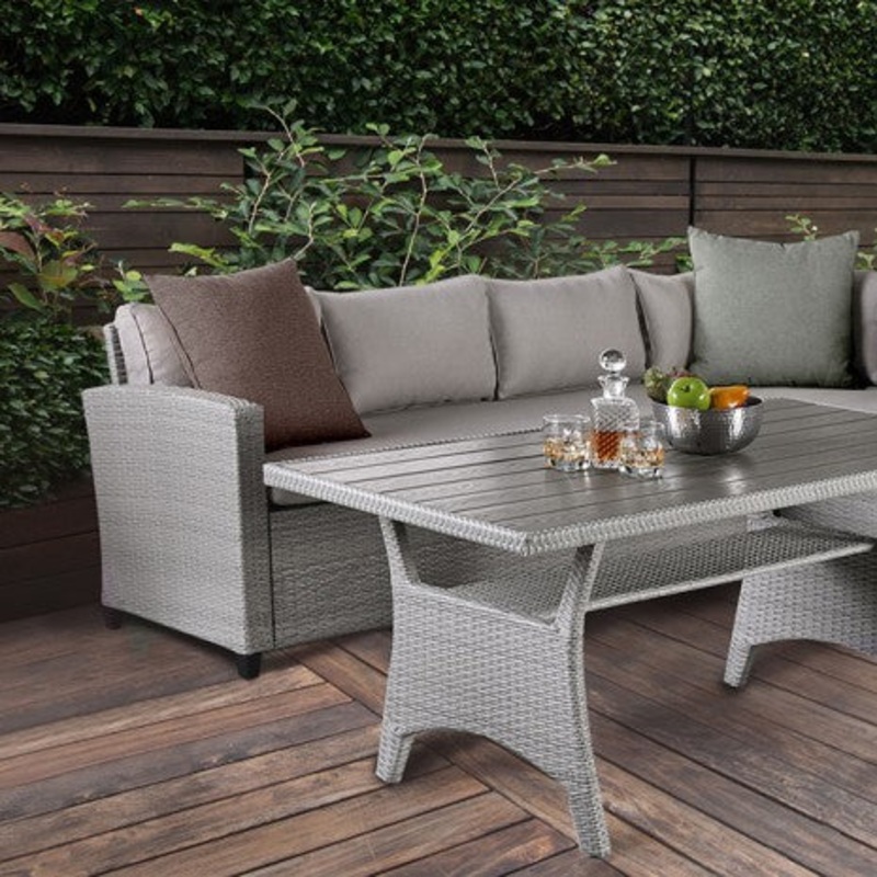 Shonda 3 Pc. Patio Dining Set Model Fm80001Gg-Set-Sectional By Furniture Of America