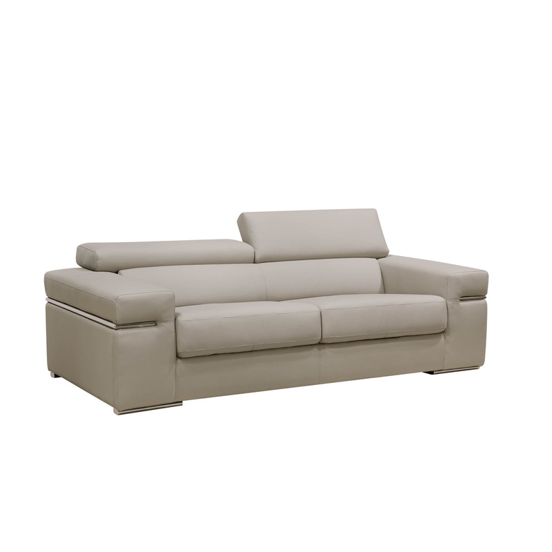 Divani Casa Atlantis Modern Light Grey Bonded Leather Sofa Model VGEV8020-GRY-SOFA
