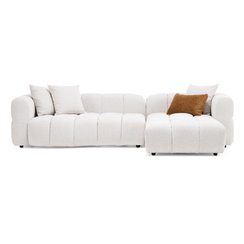 Divani Casa Freya Modern Beige Fabric Sectional With Console Model VGOD-RD-047-BGE