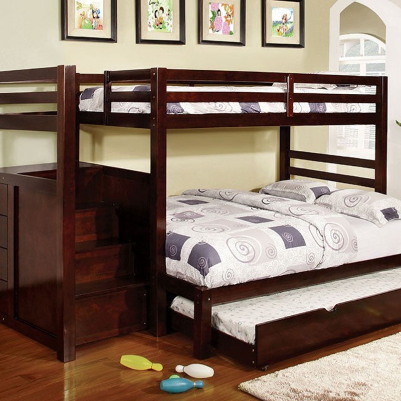 Pine Ridge Bunk Bed Model Cm-Bk966-Twin/Full Bunk Bed By Furniture Of America