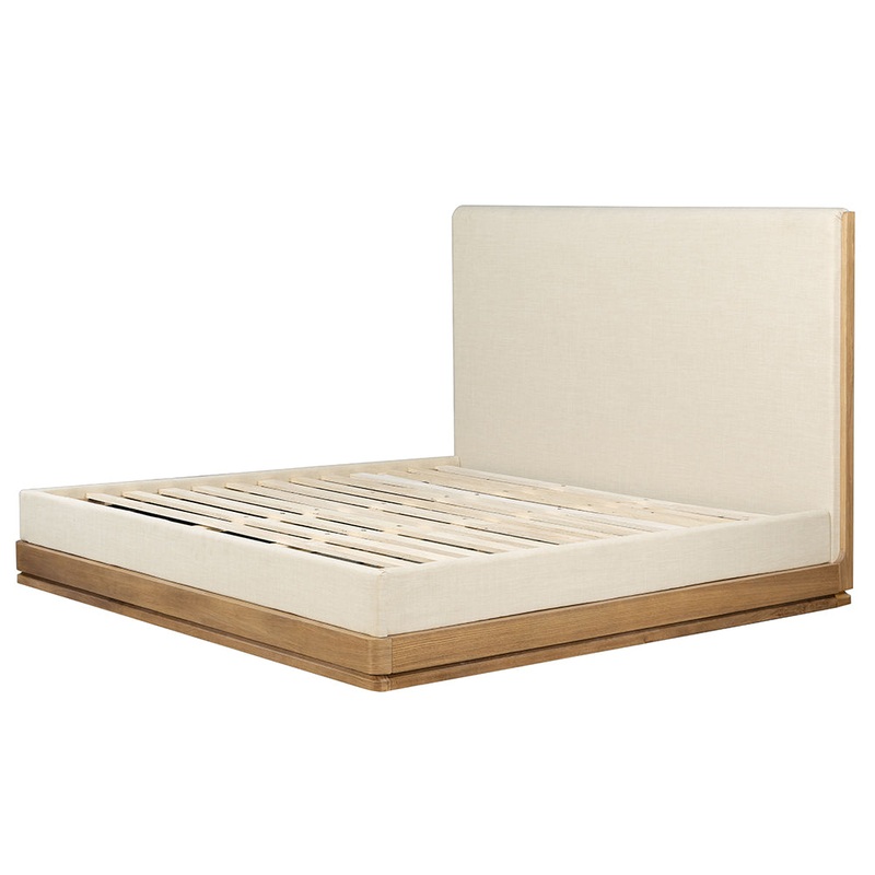 ACME Zoey Beige Fabric Oak EK Bed Model BD04851EK