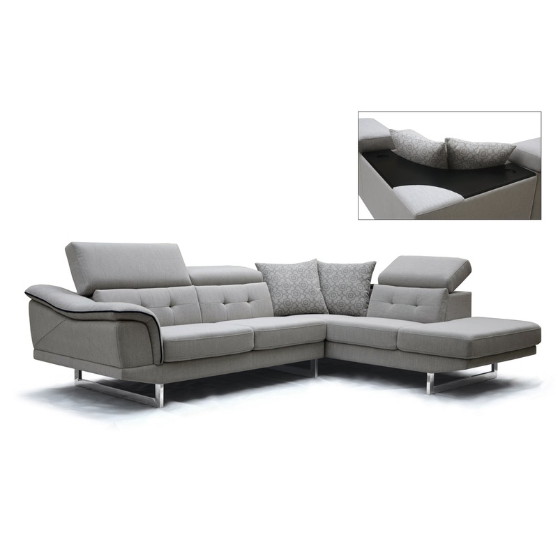 Divani Casa Gaviota Modern Grey Fabric Sectional Sofa Model VGMB-1617-GRY