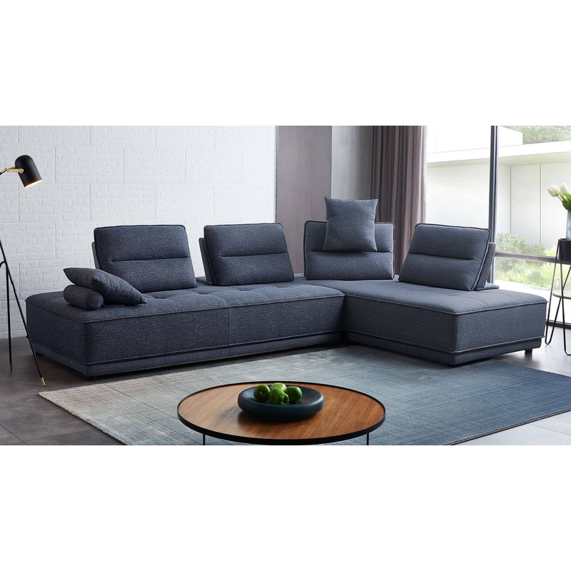 Divani Casa Glendale Modern Blue Fabric Modular Sectional Sofa Model VGMBMB-1907-BLU