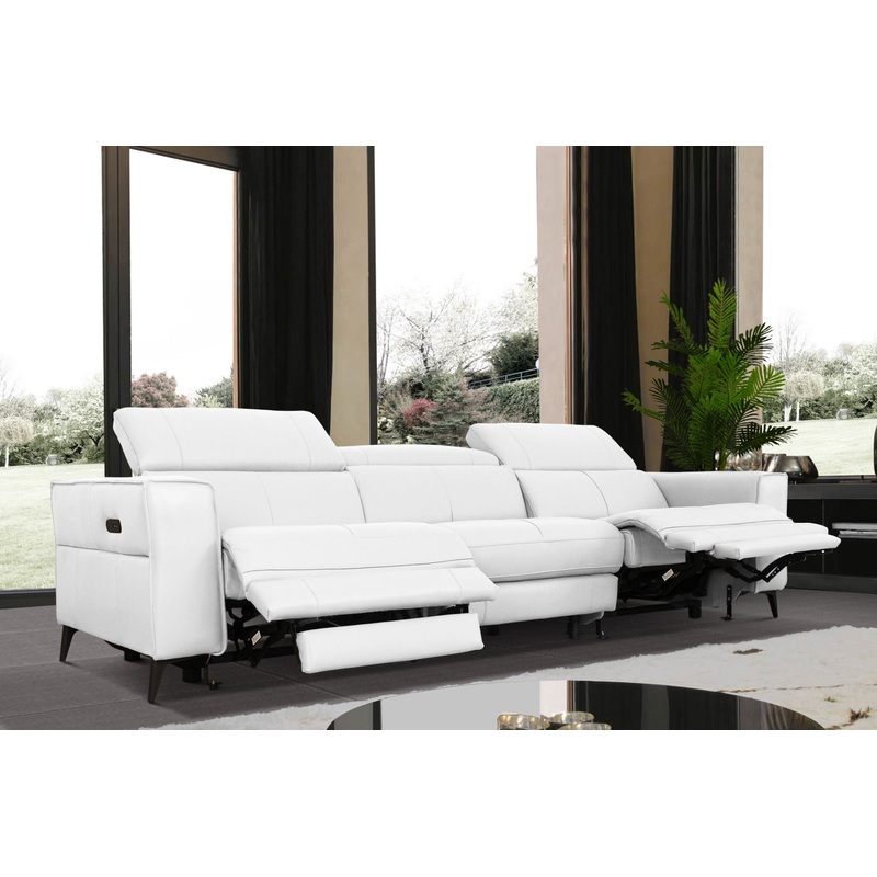 Divani Casa Nella Modern White Leather Sofa With Electric Recliners Model VGKN-E9193-WHT