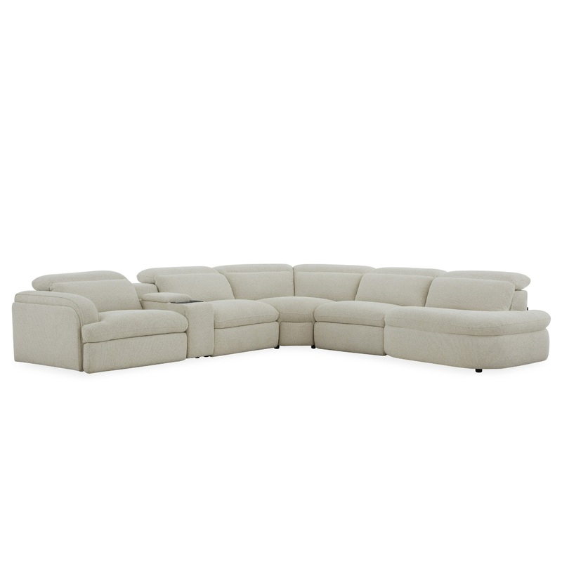 Divani Casa Ambler Modern Off White Fabric Sectional Sofa With 2 Power Recliners Model VGKV-KM.6629-SECT-LINEN