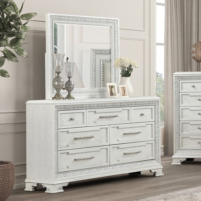 STELLA MIA DRESSER W/JEWELRY BOX By FURNITURE OF AMERICA FM70000WH-D