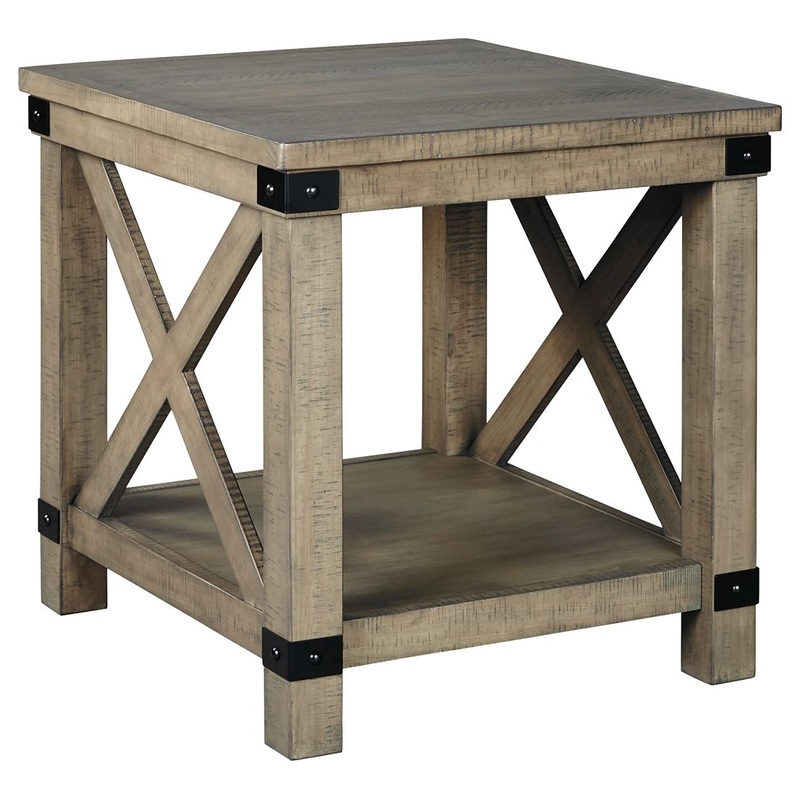 Aldwin – Rectangular End Table – Crossbuck Styling – Gray