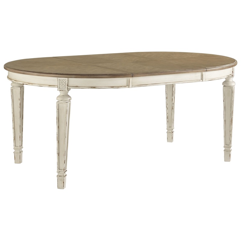Realyn – Oval Dining Room Extension Table – Chipped White