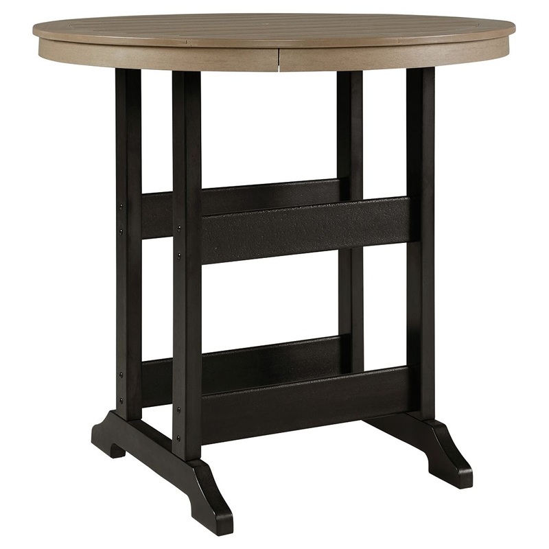 Fairen Trail – Round Bar Table w/Umb OPT – Black / Driftwood