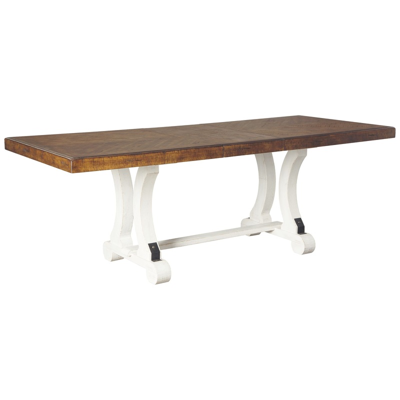Valebeck – Rectangular Dining Room Table – White / Brown
