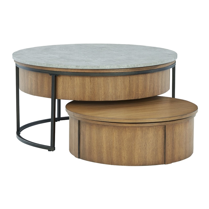 Fridley – Nesting Cocktail Tables (Set of 2) – Gray / Brown / Black