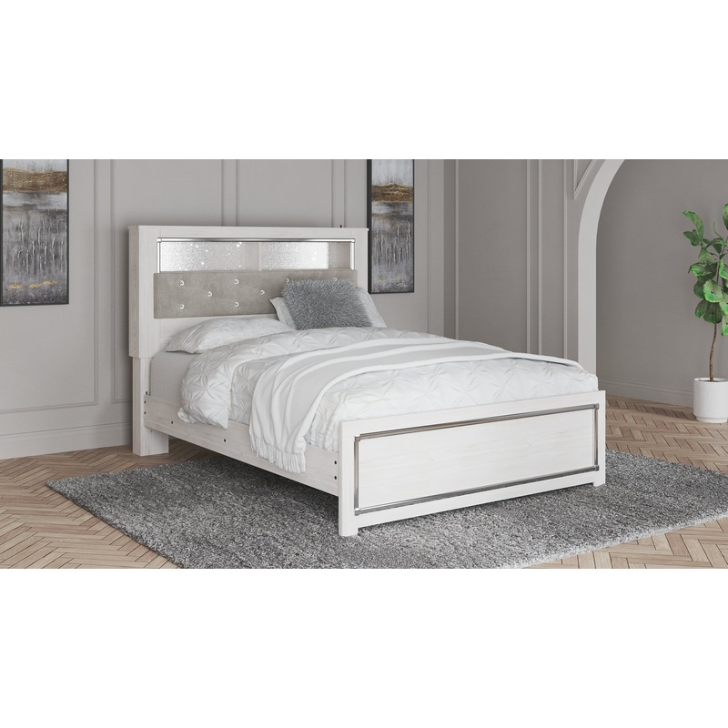 Altyra Queen Upholstered Panel Bookcase Headboard