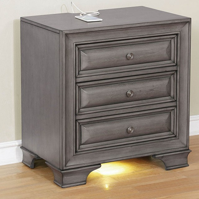 BRANDT NIGHT STAND By FURNITURE OF AMERICA CM7302GY-N