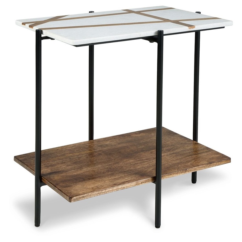 Braxmore – Accent Table – White / Light Brown