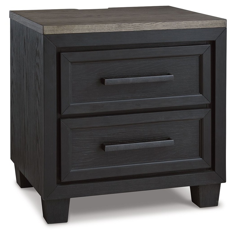 Foyland – Two Drawer Night Stand – Black / Brown