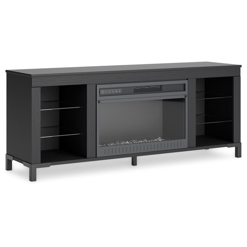 Cayberry – TV Stand With Fireplace – Black