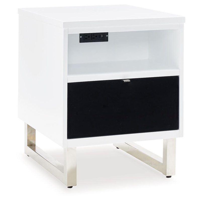 Gardoni – Chair Side End Table – White / Black