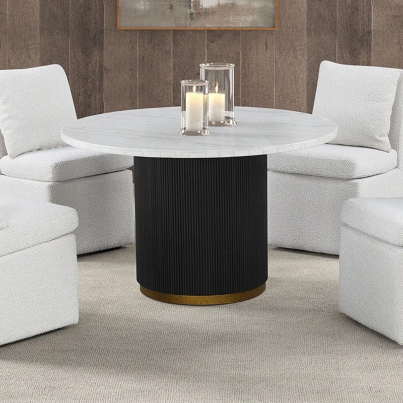VARDE ROUND DINING MARBLE TABLE By FURNITURE OF AMERICA FM3431WH-RT-TABLE