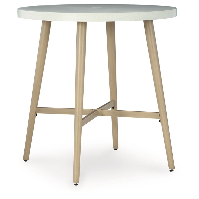 Seton Creek – Round Bar Table With Umbrella Option – Beige