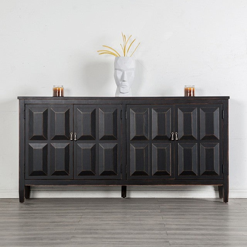 VIGGO 4 DOOR CABINET By FURNITURE OF AMERICA FM39006BK-SV