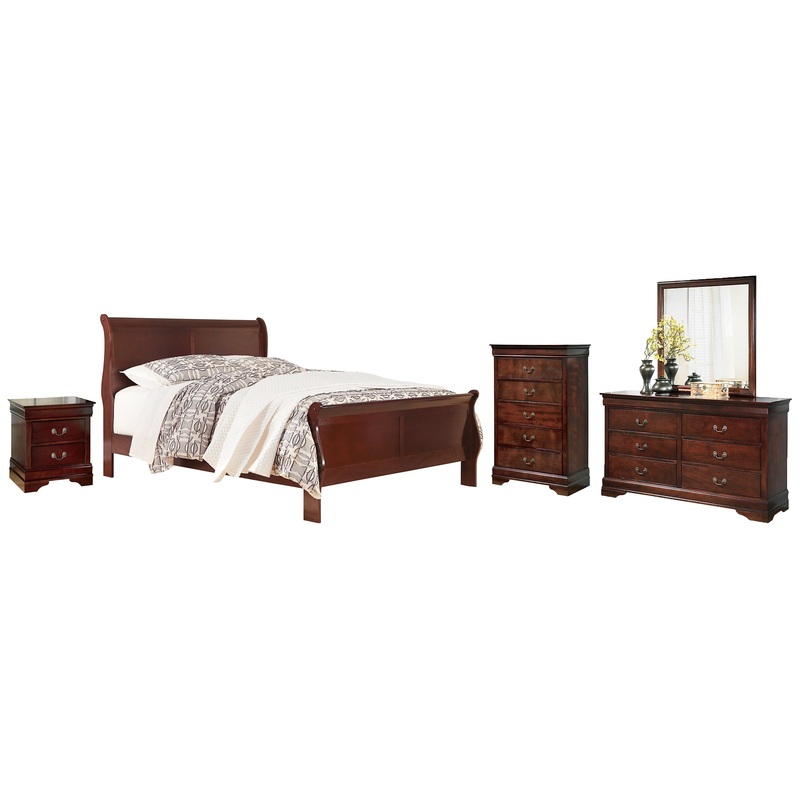 Alisdair King Sleigh Bed with Mirrored Dresser, Chest and Nightstand