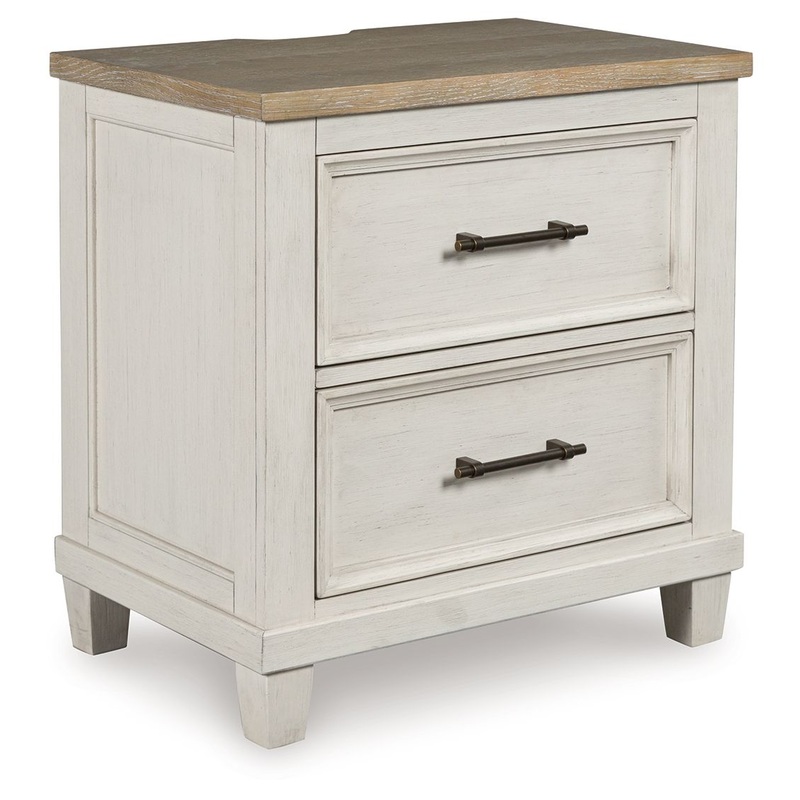 Shaybrock – Two Drawer Night Stand – Antique White / Brown