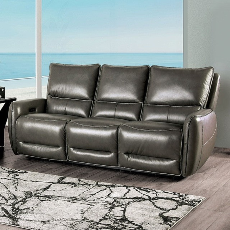 PHINEAS POWER SOFA By FURNITURE OF AMERICA CM9921GY-SF-PM