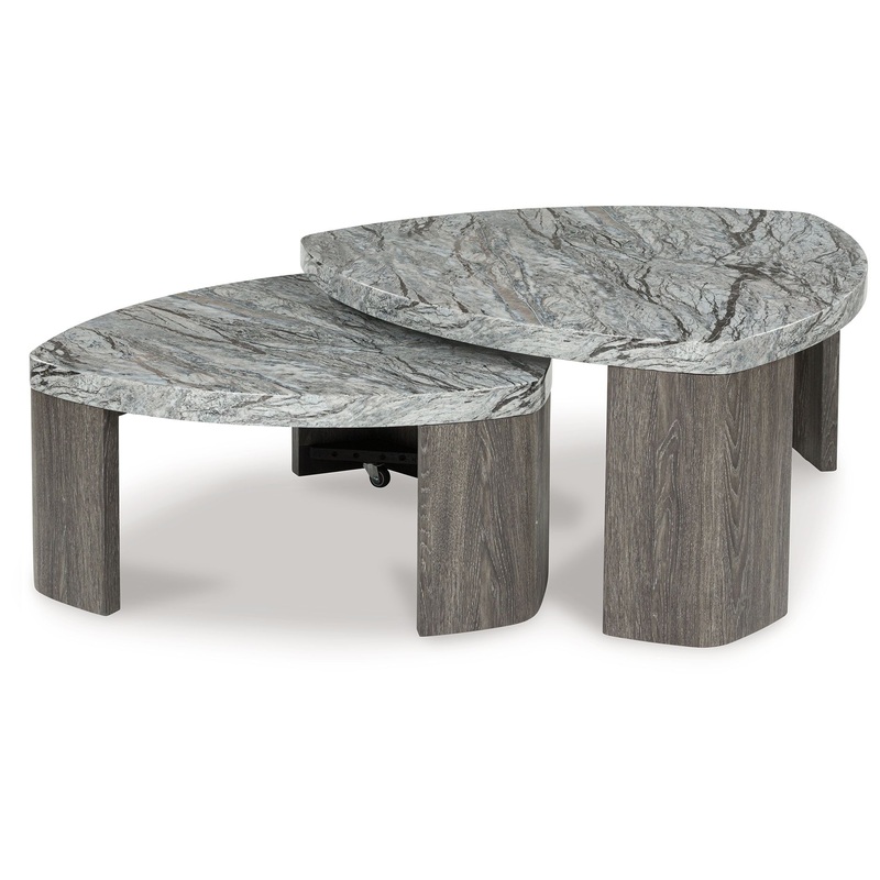 Surmour – Stacked Cocktail Table – Gray / Brown
