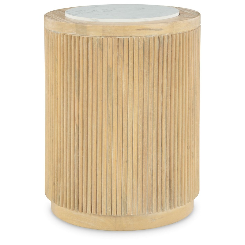 Camdill – Round End Table – Light Brown / White