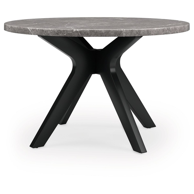 Glinari – Round Dining Room Table – Taupe / Black