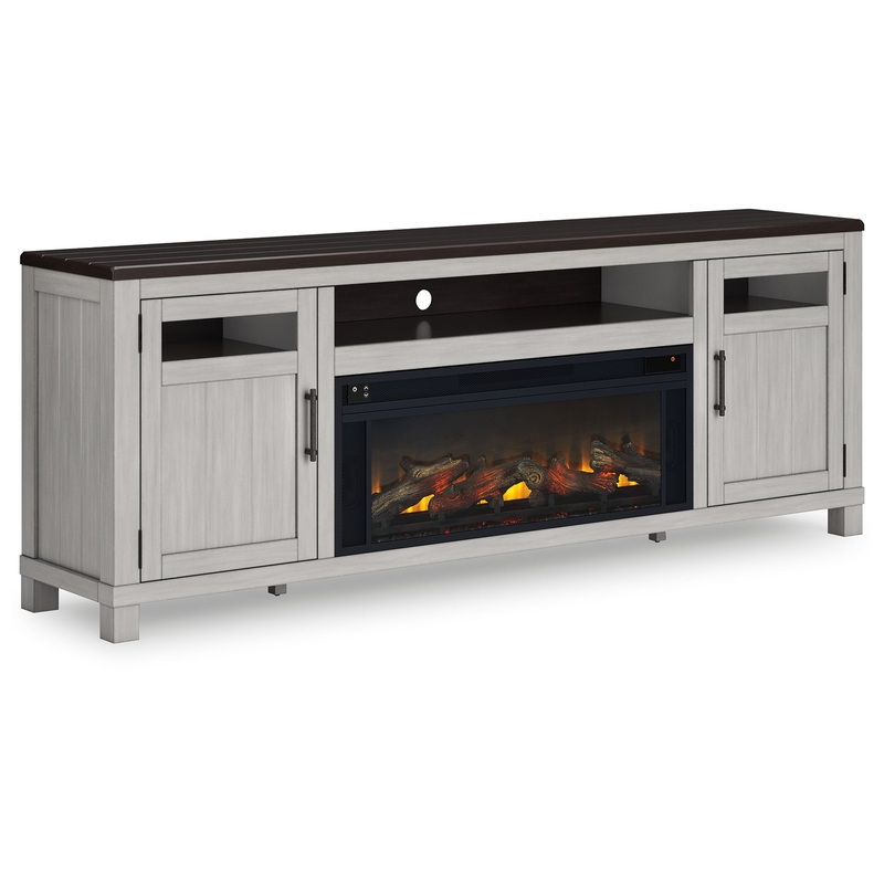 Darborn – 88 TV Stand With Electric Infrared Fireplace Insert – Gray / Brown