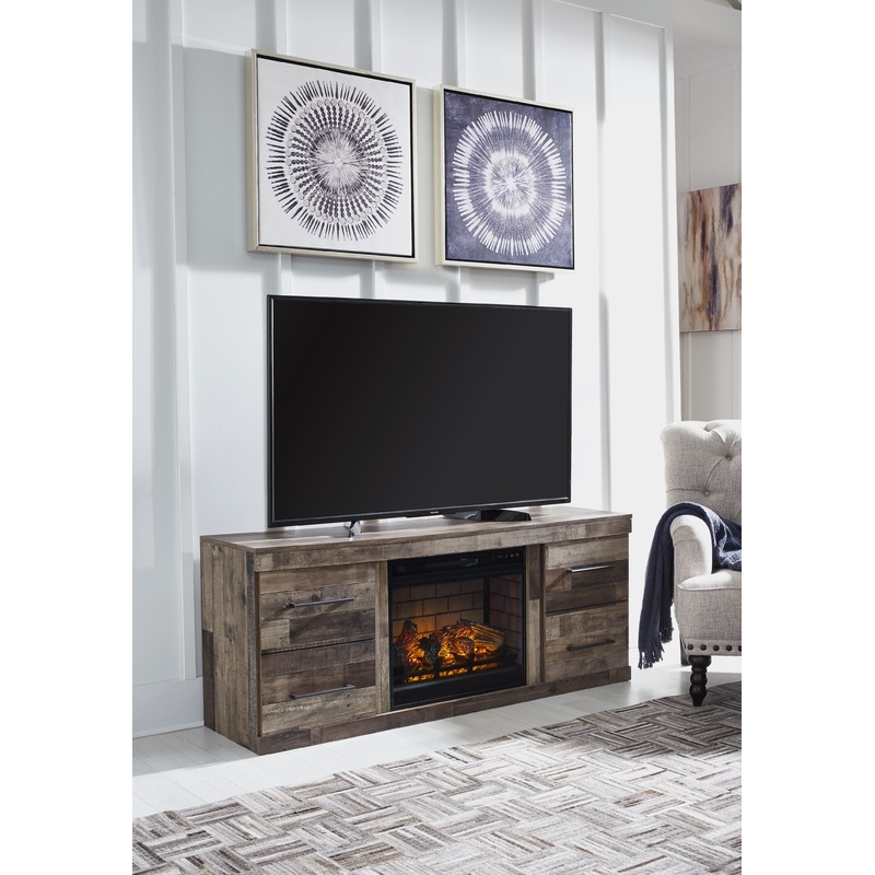 Derekson – TV Stand With Electric Fireplace – Multi Gray
