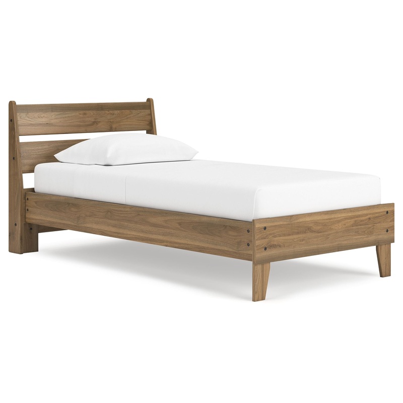 Deanlow – Platform Panel Bed|Light Brown|Full|Queen|Twin