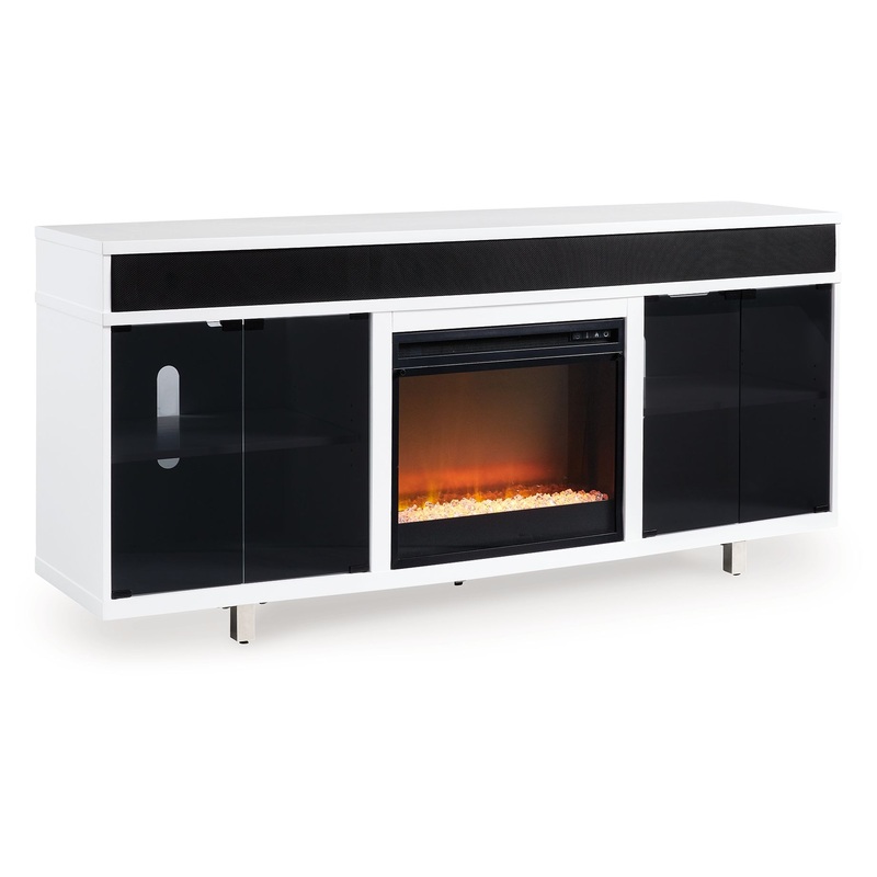 Gardoni – 72 TV Stand With Electric Fireplace – White / Black