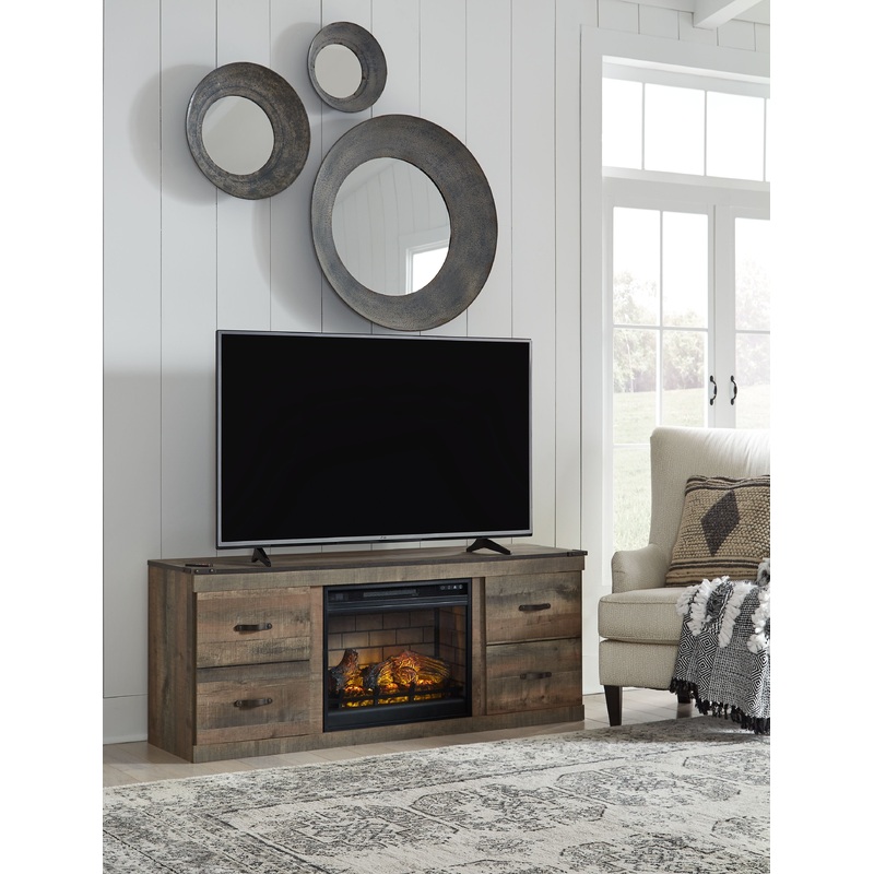 Trinell – TV Stand With Electric Fireplace – Brown