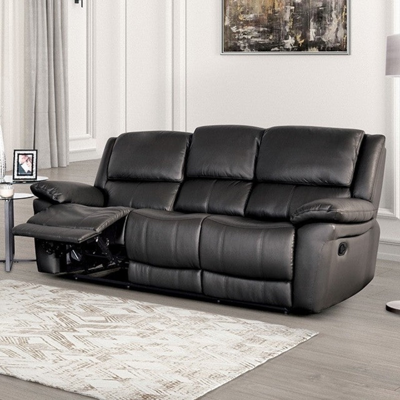 GLARUS SOFA MANUAL RECLINER By FURNITURE OF AMERICA FM69003BK-SF-M