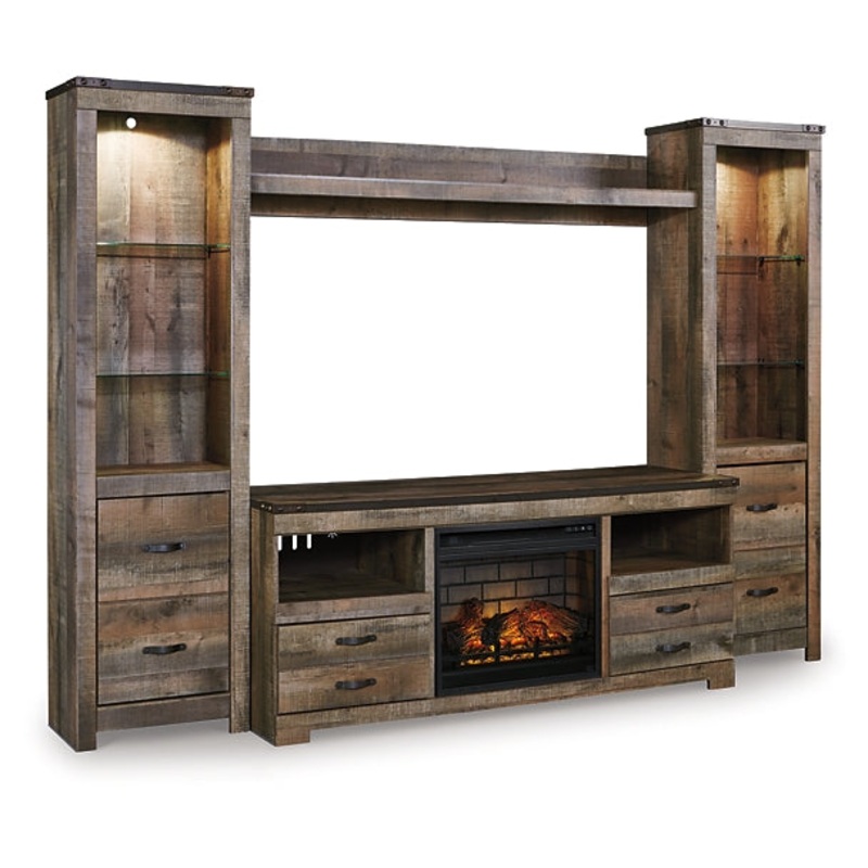 Trinell 4-Piece Entertainment Center with Electric Fireplace