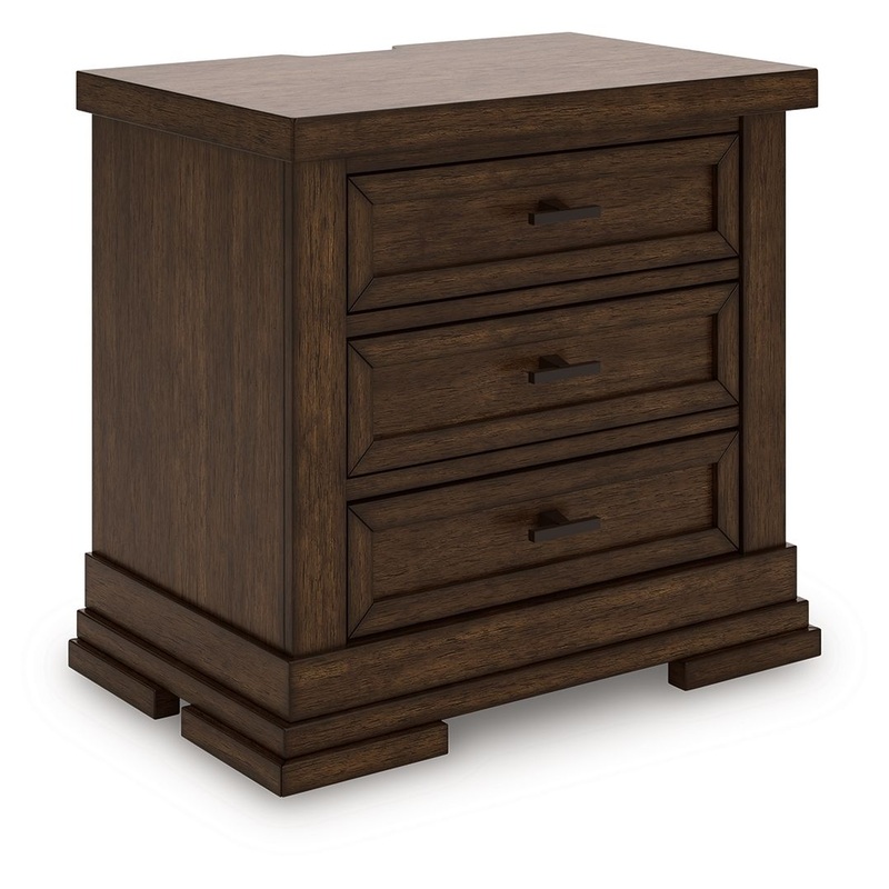 Taffenbrook – Three Drawer Night Stand – Medium Brown