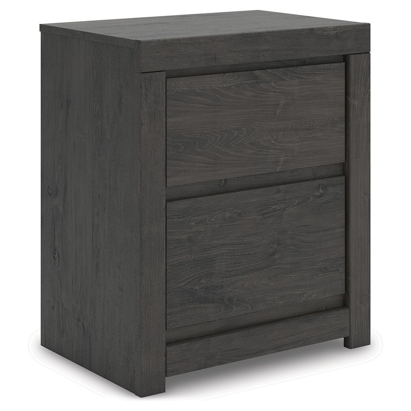 Fraluna – Two Drawer Night Stand – Charcoal