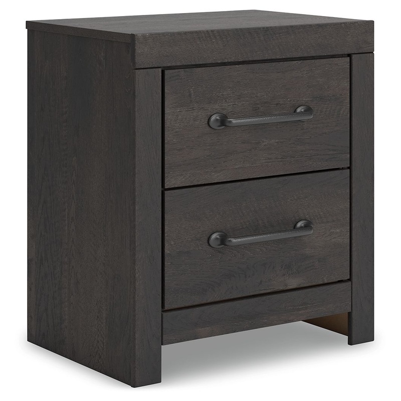 Hollivern – Two Drawer Night Stand – Dark Gray