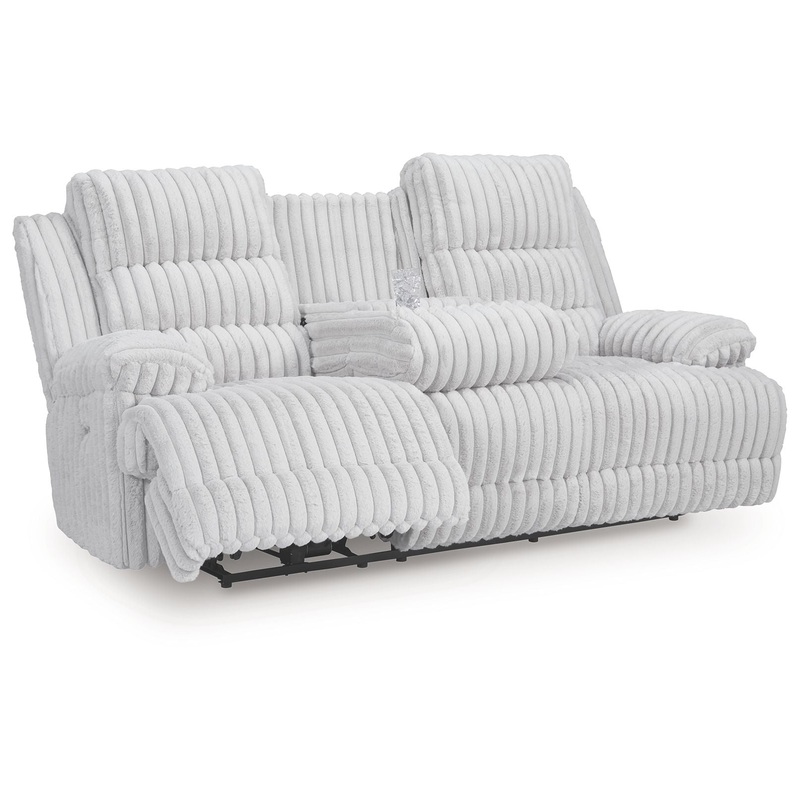 Rhines Falls – Reclining Power Sofa With Drop Down Table – Alloy