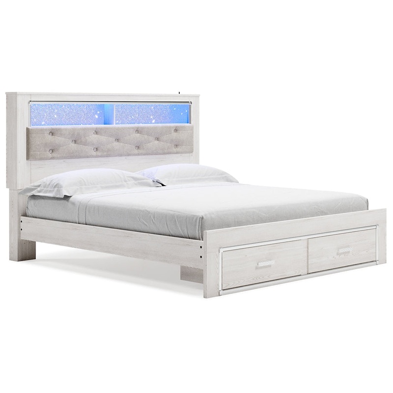 Altyra King Upholstered Bookcase Bed with Storage