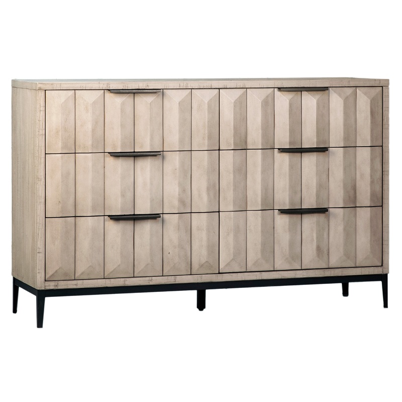 Aldwell Light Grey Wash Sealed Finish and Black Base Dresser