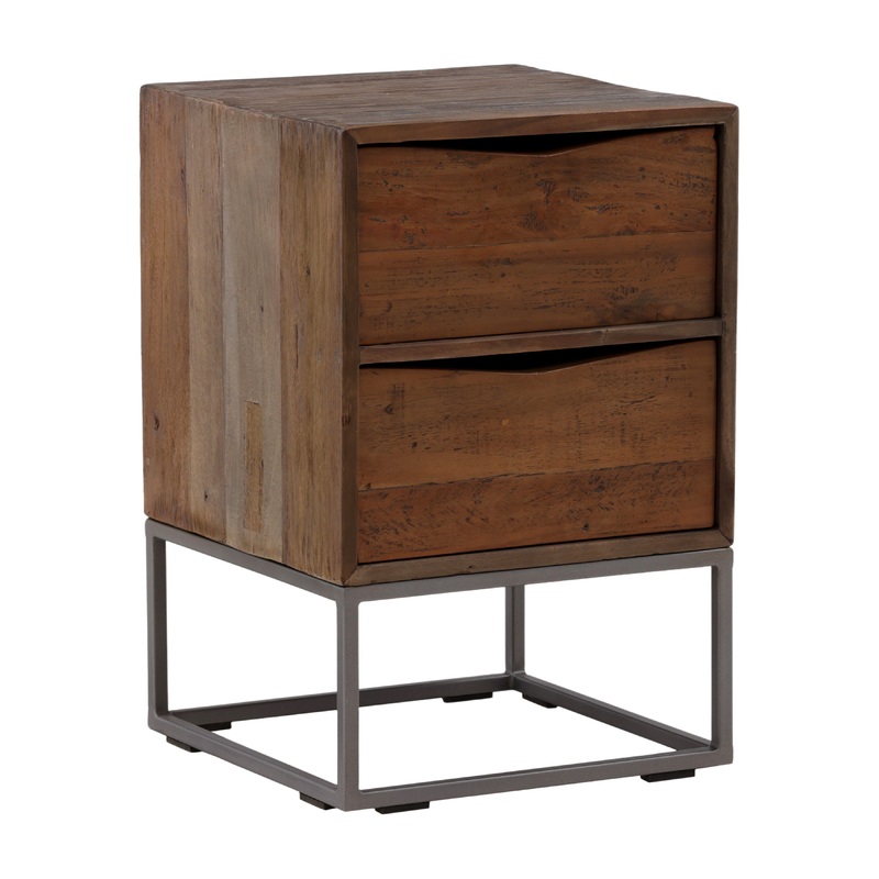 Garrison Antique Grey with Natural Wood and Gunmetal Finish Nightstand