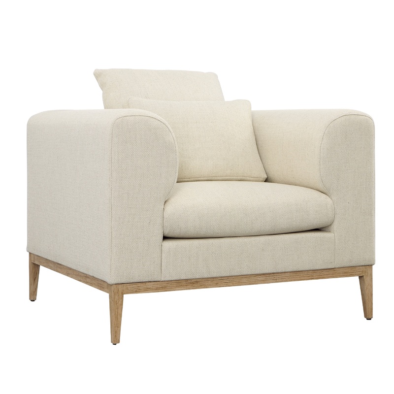 Dalia Ecru and Natural Legs Sofa Chair