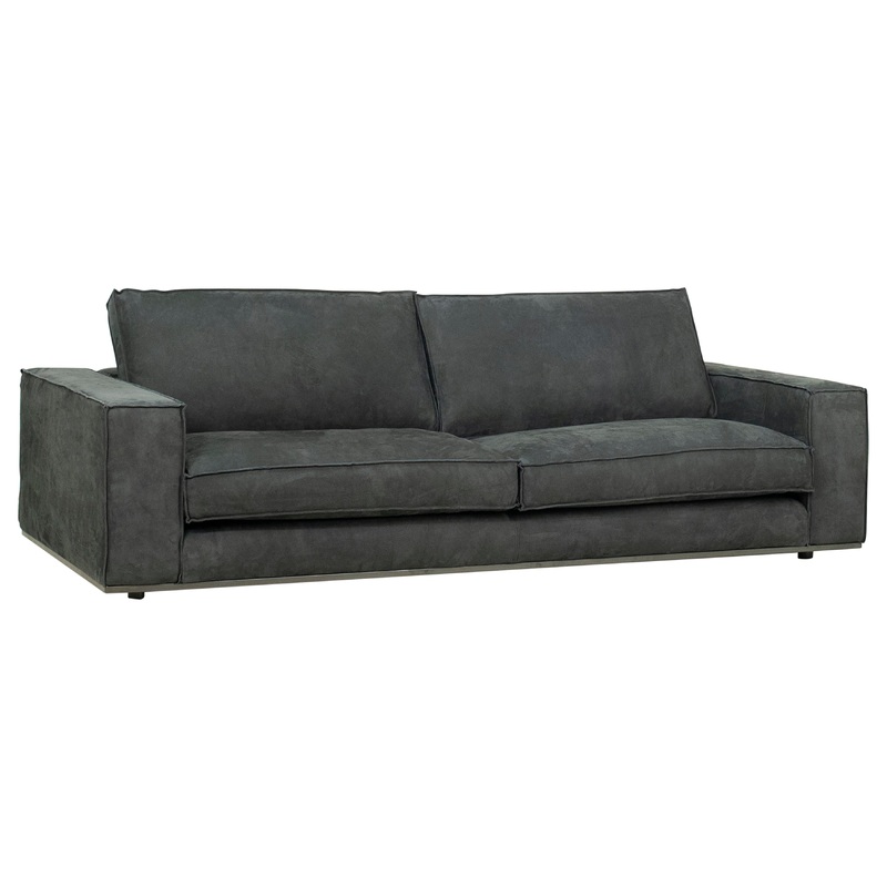 Trenton Antique Black Suede Sofa