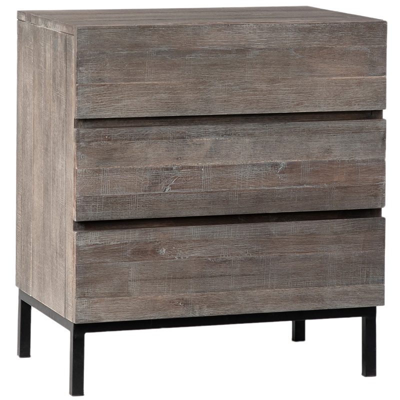 Belson Brown Wash Finish and Black Base Nightstand